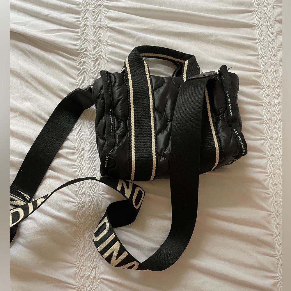 Zara “not ordinary” black stitched cross body bag